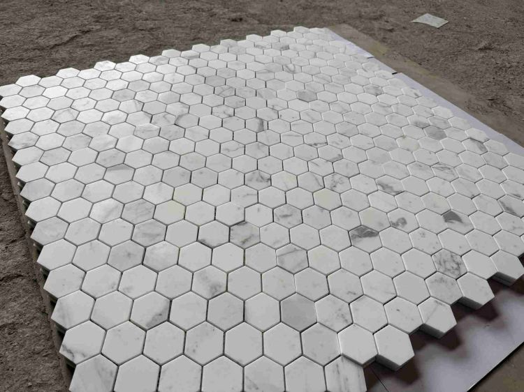 Hexagon Calacatta White Honed 2 x 2 11.75 x 12